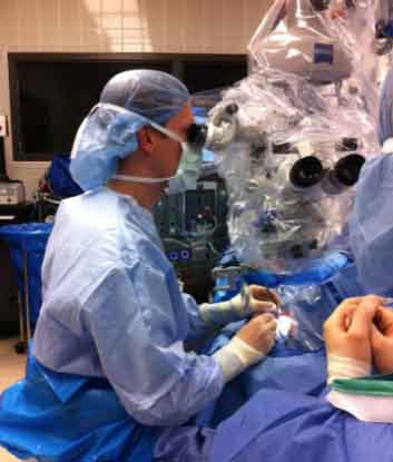 Surgery is performed in the operating room under sterile conditions